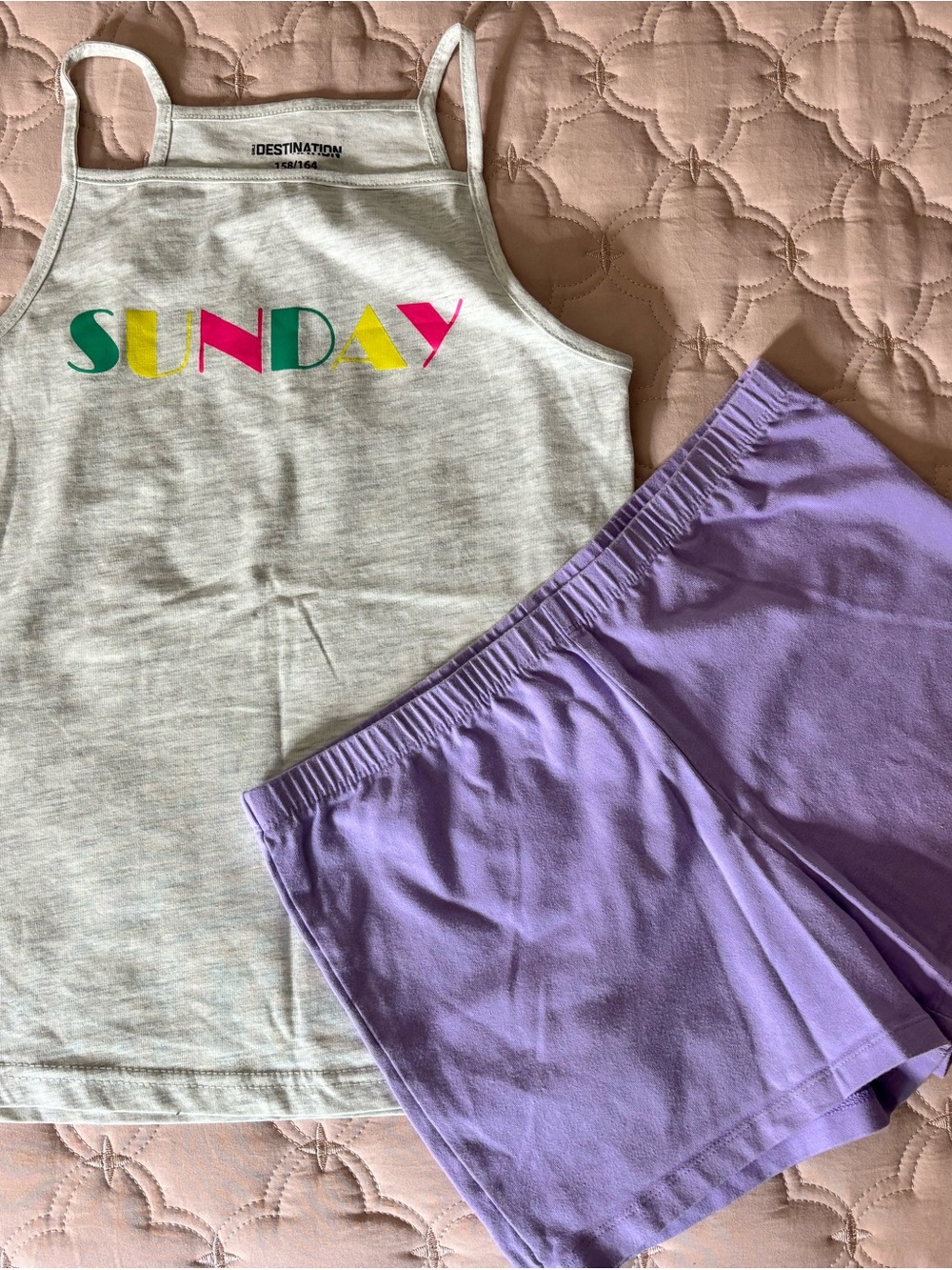 Sunday Graphic Tank with Lavender Lounge Shorts